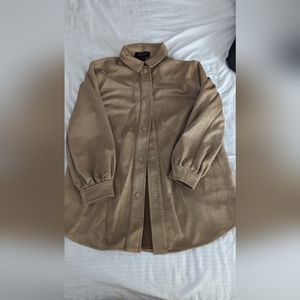 Brown Suede button up collared long sleeve size:XS
